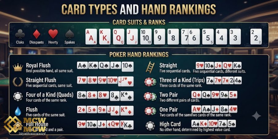 Card Types and Hand Rankings Card Types and Hand Rankings