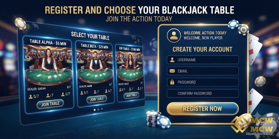 Register and Choose Your Blackjack Table
